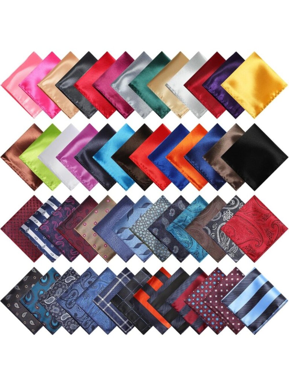 52 Pcs Silk Pocket Squares for Men - Elegant 9.06 Inch Accessories for Suits